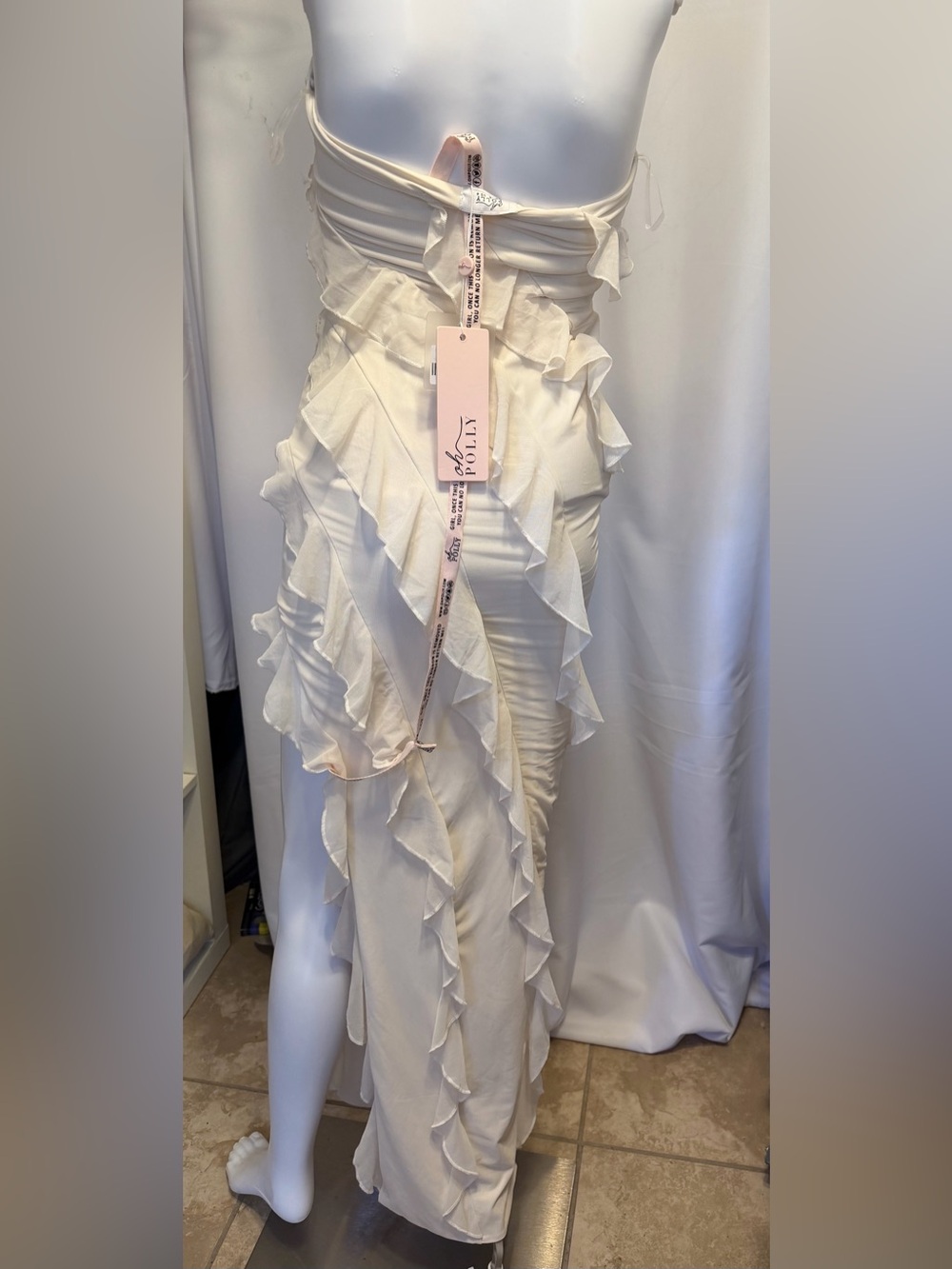 Oh Polly White One-Shoulder Ruffle Asymmetric Maxi Dress - Picture 8 of 12